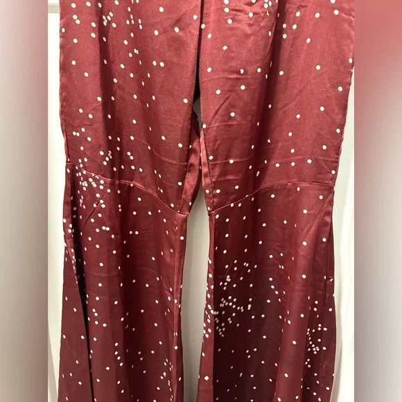 Line + Dot Burgundy Flared Pants - Picture 4 of 12